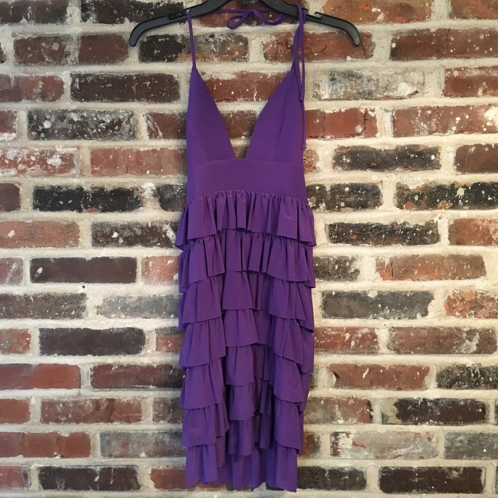 Purple Ruffle Tiered Party Dress